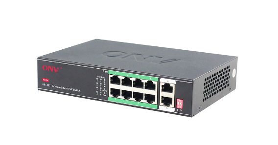 10-poorts switch, 8x PoE en 2x Uplink