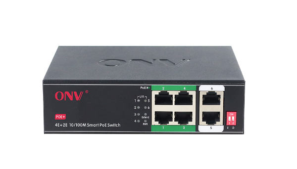 6-poorts switch, 4x PoE en 2x Uplink