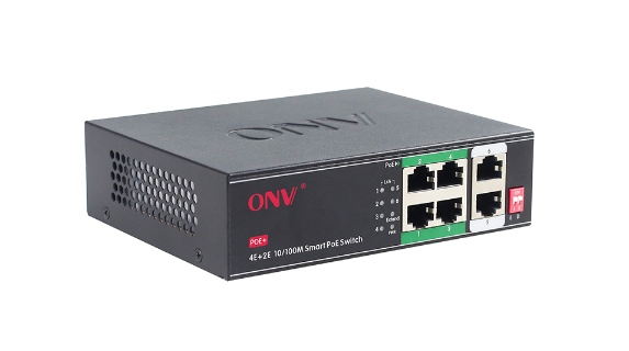 6-poorts switch, 4x PoE en 2x Uplink