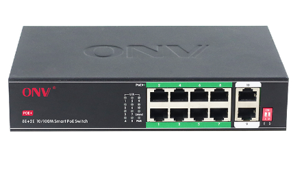 10-poorts switch, 8x PoE en 2x Uplink