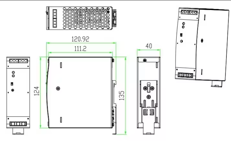 120W/48V Industrial DIN rail power supply