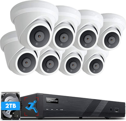 JL ACTIE !! 4K POE NVR Kit 8MP Outdoor IP66 waterdichte torentje IP-camera 2T HDD CCTV-systeem EAN:6150621084096