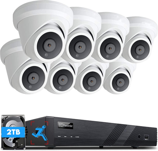 JL ACTIE !! 4K POE NVR Kit 8MP Outdoor IP66 waterdichte torentje IP-camera 2T HDD CCTV-systeem EAN:6150621084096