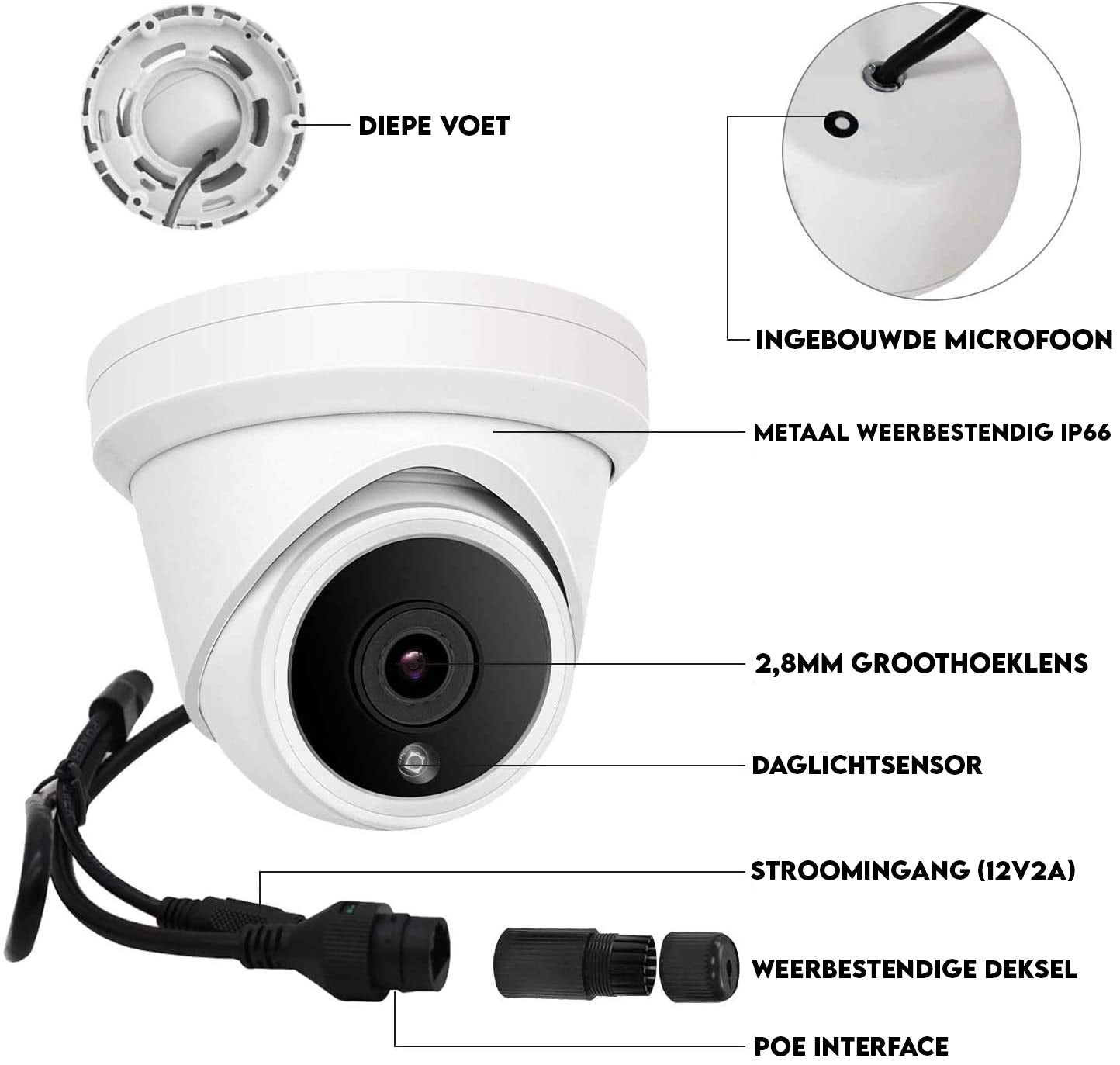 JL ACTIE !! 4K POE NVR Kit 8MP Outdoor IP66 waterdichte torentje IP-camera 2T HDD CCTV-systeem EAN:6150621084096