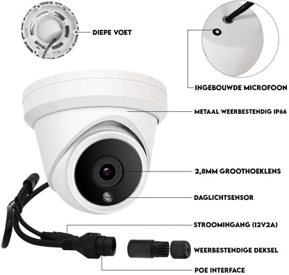 JL ACTIE !! 4K POE NVR Kit 8MP Outdoor IP66 waterdichte torentje IP-camera 2T HDD CCTV-systeem EAN:6150621084096