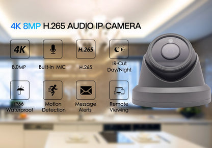 IPC-W608AHBB8 8MP 4K IR Dome POE IP Camera